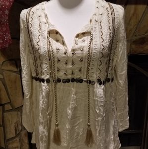 Abercrombie & Fitch Gauze Boho Top Sz M NWT